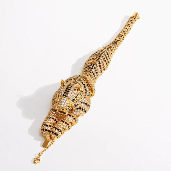 Gold Fierce Folklore Cheetah Bangle Bracelet